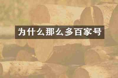 为什么那么多百家号