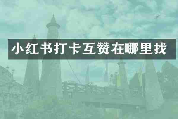 小红书打卡互赞在哪里找