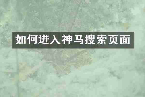 如何进入神马搜索页面