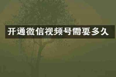 开通微信视频号需要多久