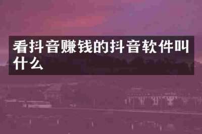 看抖音赚钱的抖音软件叫什么