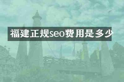 福建正规seo费用是多少