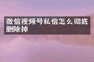 微信视频号私信怎么彻底删除掉