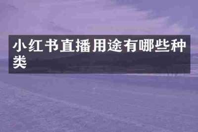 小红书直播用途有哪些种类
