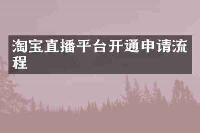 淘宝直播平台开通申请流程