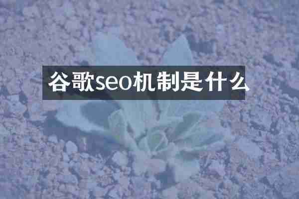谷歌seo机制是什么