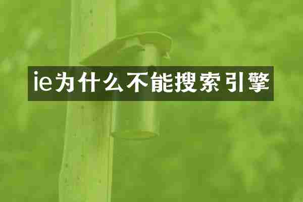 ie为什么不能搜索引擎