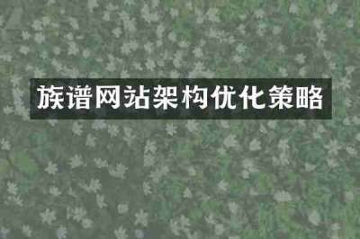 族谱网站架构优化策略