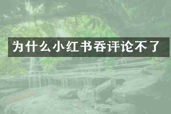 为什么小红书吞评论不了