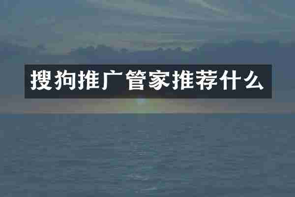 搜狗推广管家推荐什么