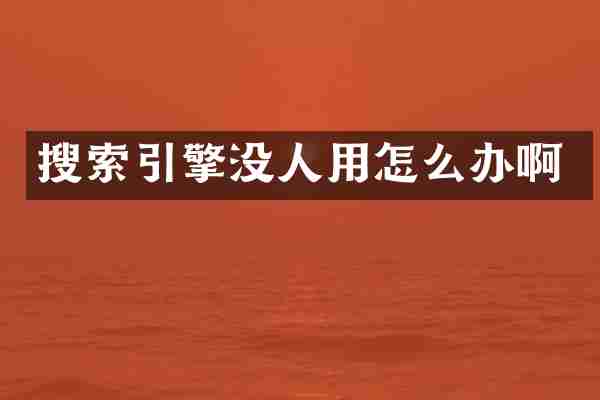 搜索引擎没人用怎么办啊