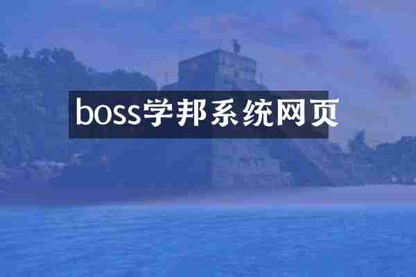boss学邦系统网页
