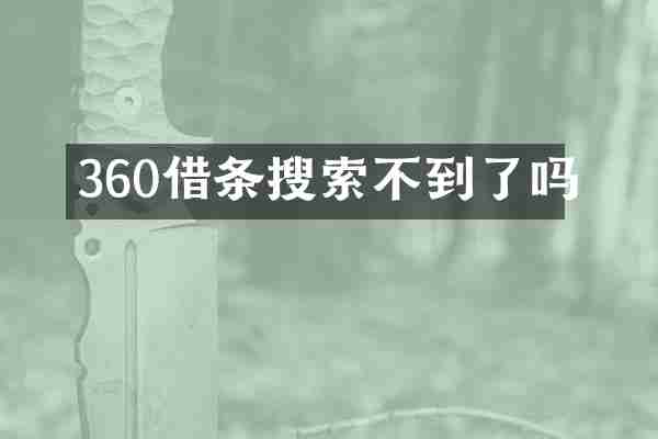360借条搜索不到了吗