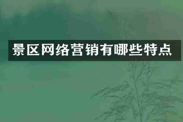 景区网络营销有哪些特点