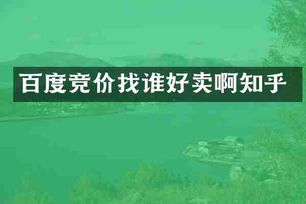 百度竞价找谁好卖啊知乎