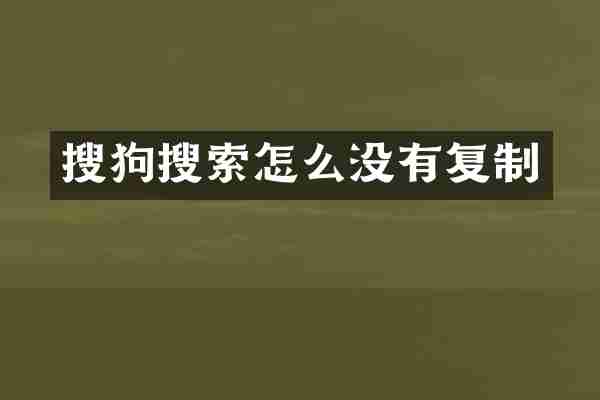 搜狗搜索怎么没有复制