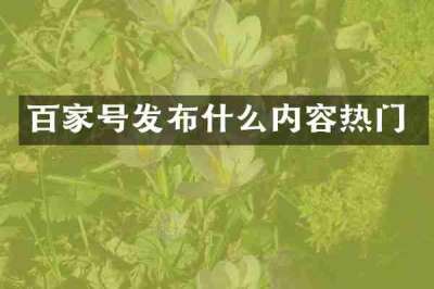 百家号发布什么内容热门