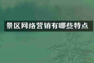 景区网络营销有哪些特点