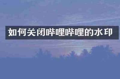 如何关闭哔哩哔哩的水印
