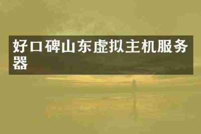好口碑山东虚拟主机服务器