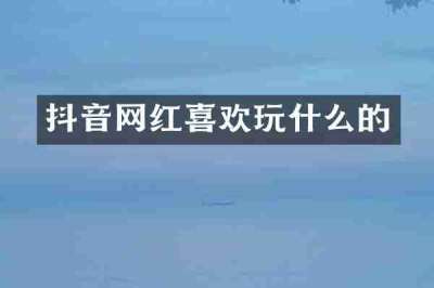 抖音网红喜欢玩什么的