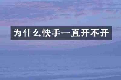 为什么快手一直开不开