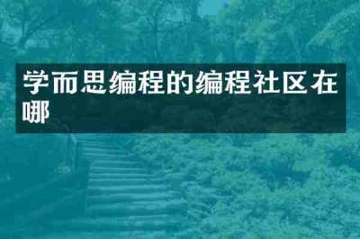 学而思编程的编程社区在哪