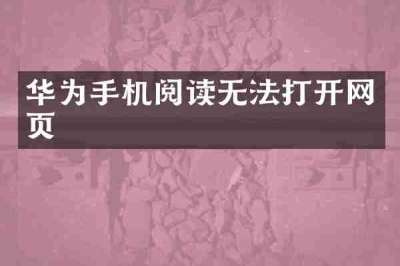 华为手机阅读无法打开网页