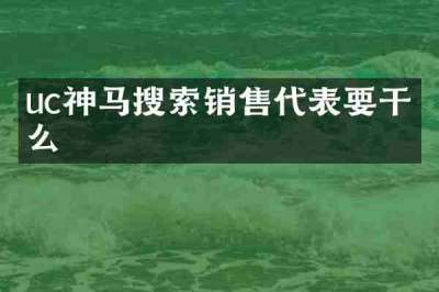 uc神马搜索销售代表要干什么