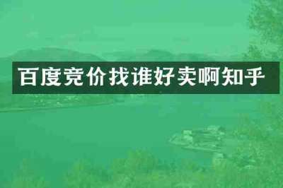 百度竞价找谁好卖啊知乎