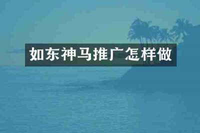如东神马推广怎样做