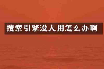 搜索引擎没人用怎么办啊