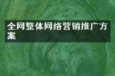 全网整体网络营销推广方案