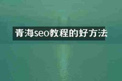 青海seo教程的好方法