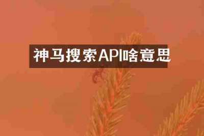 神马搜索API啥意思