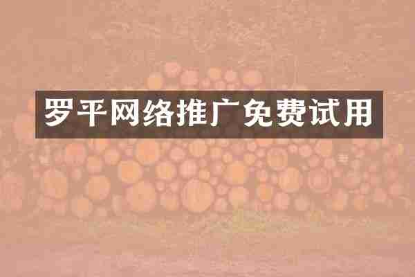 罗平网络推广免费试用