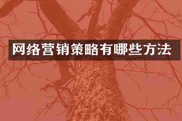 网络营销策略有哪些方法