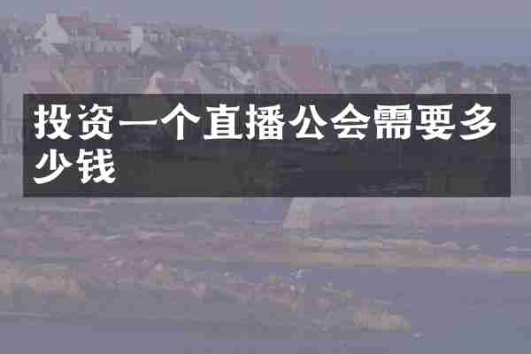 投资一个直播公会需要多少钱