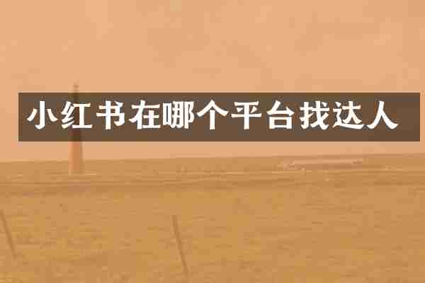 小红书在哪个平台找达人