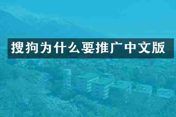 搜狗为什么要推广中文版