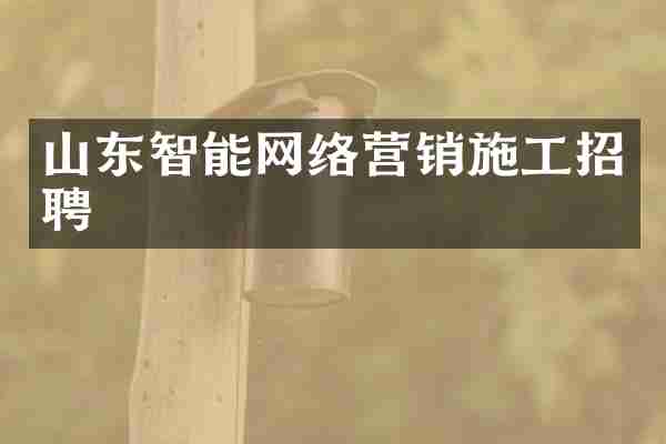 山东智能网络营销施工招聘