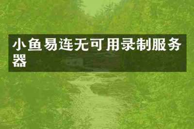 小鱼易连无可用录制服务器