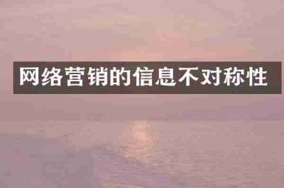 网络营销的信息不对称性