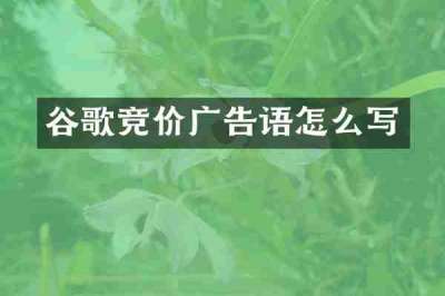 谷歌竞价广告语怎么写