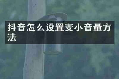 抖音怎么设置变小音量方法