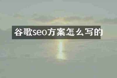 谷歌seo方案怎么写的