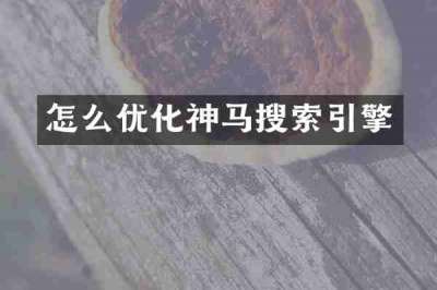 怎么优化神马搜索引擎