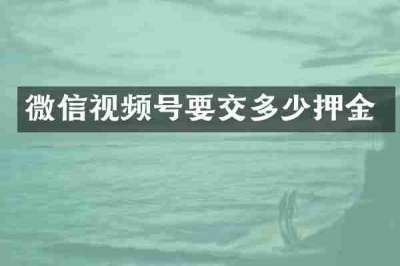 微信视频号要交多少押金