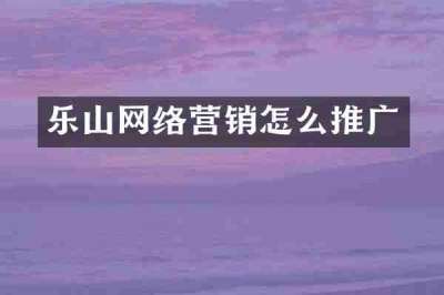 乐山网络营销怎么推广