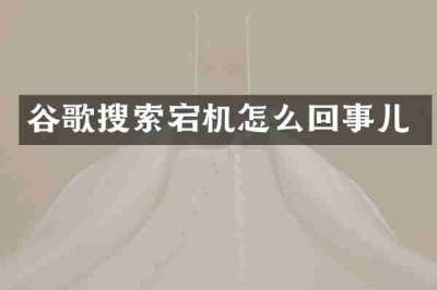 谷歌搜索宕机怎么回事儿